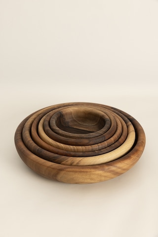 Walnut 6'lı El Yapımı Doğal Ceviz Kase Takımı 1293