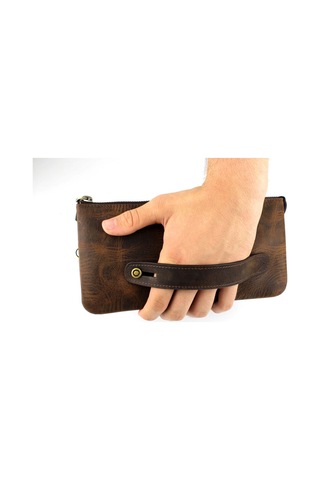 Alphaclub Bag Erkek Hakiki Deri Kahverengi Çok Bölmeli El Çantası Ve Cüzdan