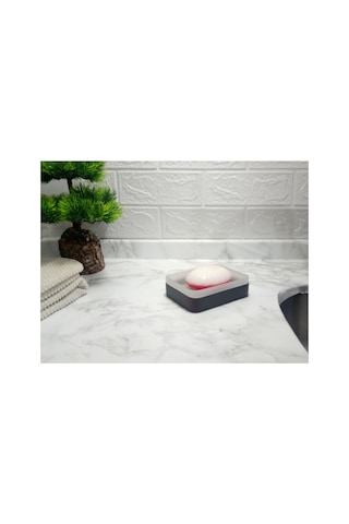 Buççin Online Mağaza Sabunluk Buz Desenli 12x8x3cm Banyo Seti Cam Kahverengi Çok Renkli