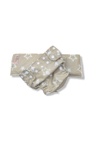 Baby Yıkanabilir Bebek Bezi Cepli Yıldızlı Kapiçino 3Kg-12Kg +1 Numara 7 Katlı Emici Ped 1 Numara