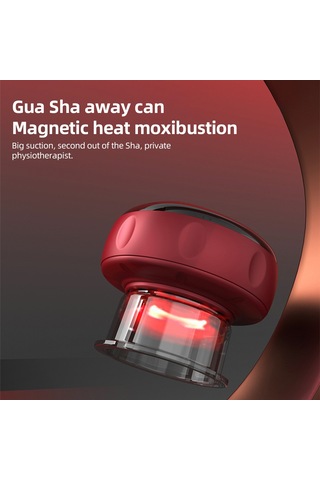 Moveevo Elektrikli Vakumlu Masaj Kupası - 12 Seviye Isı Ve Emiş Ayarlı, 1800mah Pil, Tip-c Şarj, Taşınabilir Sıcak Kompres Masaj Aleti Kırmızı