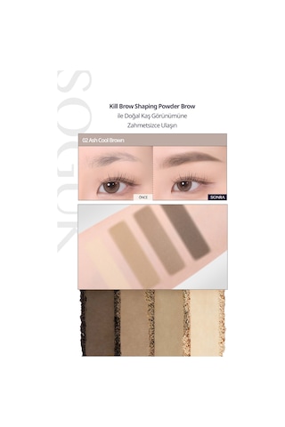 Soğuk Alt Tonlu Kaş Farı Paleti Clıo Kill Brow Shaping Powder Brow 02 Ash Cool Brown 02