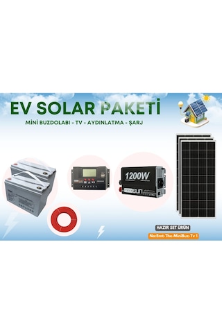 1200 Watt Güneş Enerjili Mini Buzdolabı + Led Tv Hazır Solar Paketi