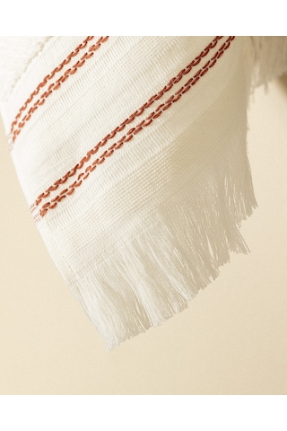 Madame Coco Clarna %100 Pamuk Yüz Havlusu - Beyaz/kiremit 8684427204450 Çok Renkli