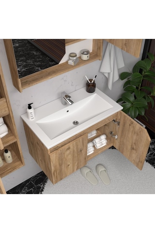 Teta Home Napoli 80 Cm Mdf Banyo Dolabı Seti + Boy Dolabı Atlantik Çam Atlantik Çam