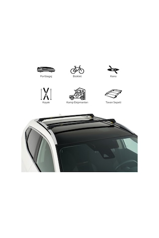 Dacia Renault Duster 2018-2025 Uyumlu Turtle Air-1 Full Kit Tavan Ara Atkı Seti 1002 82-86cm Siyah