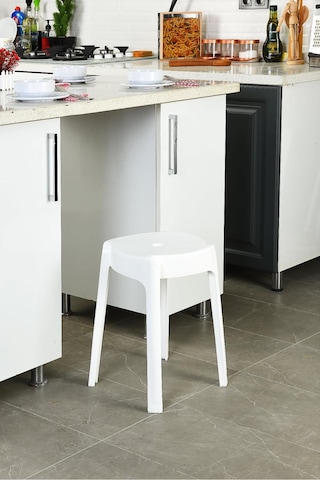 Plastik Kaymaz Tabure Beyaz