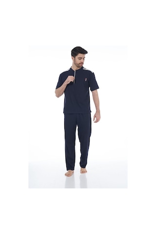 Estiva 22261 Erkek Penye Apolet Desenli Kısa Kollu Pijama Takımı