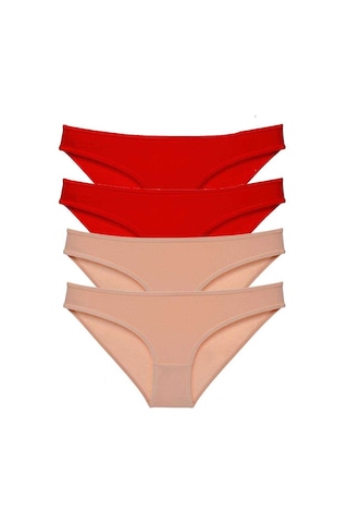 Royaleks 4 adet Eko Set Likralı Kadın Slip Külot Kırmızı Ten RYL-EKO4013 Kırmızı