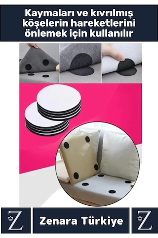 Kendinden Yapışkanlı İz Bırakmaz Tekrar Kullanılabilir Pratik Halı Kilim Kaydırmaz Cırt Bant 10 Adet