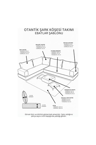 Otantik Şark Köşesi Takımı Kahve Anadolu 19 Parça Kilim Ve Puf Dahil Süngerli Sedir Seti Kahverengi