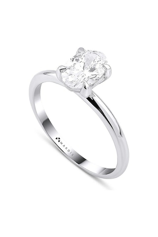 1.10 Karat Oval Tektaş Pırlanta Yüzük Beyaz Altın