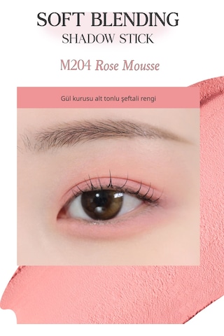 Kremsi, Kolayca Uygulanan Ve Sabitlenen Fırçalı Kalem Far Soft Blending Shadow Stick M204 Rose Mousse