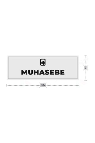 Muhasebe Yazılı - Metal - Beyaz Renk - Kapı İsimliği - 20x7 Cm