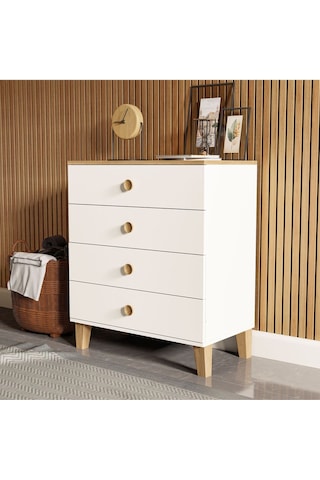 3650 Vento 4 Çekmeceli Şifonyer Sepet-beyaz