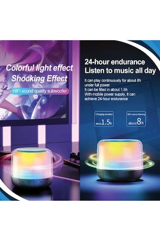 Yüksek Bass Bluetooth Hoparlör Rgb Led Bt Tf Kart Radyo Destekli