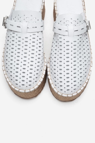 Luvishoes Louıs Beyaz Cilt Hakiki Deri Burnu Kapalı Hasır Dolgu Taban Terlik Beyaz