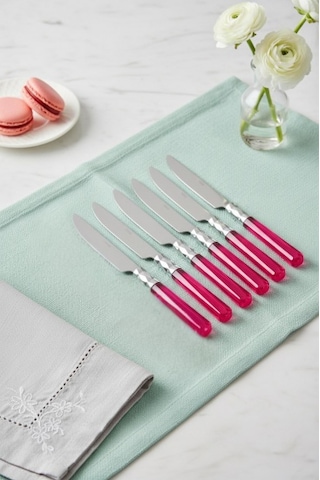 6 Lı Paslanmaz Çelik Pembe Tatlı Bıçağı Seti Diğer