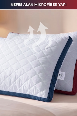 2'li Klimalı Yastık 50x70 Cm Terletmeyen, Hava Alan Mikrofiber Uyku Yastığı Bordo-lacivert Bordo Lacivert