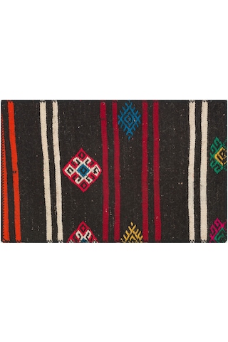 Siyah Renk Beyaz Bordo Rengi Kilim Paspas