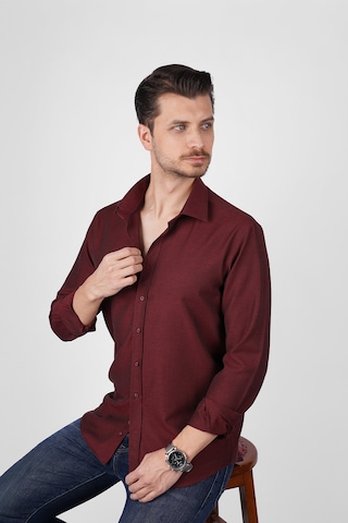 Kraliyet Bordo Slimfit Erkek Gömlek Bordo