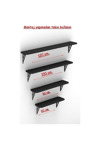 120cm.montajsız Siyah Petek Üstü Metal Raf, Kalorifer Peteği Raf Dresuar Uçan Raf 30120 Suntalam