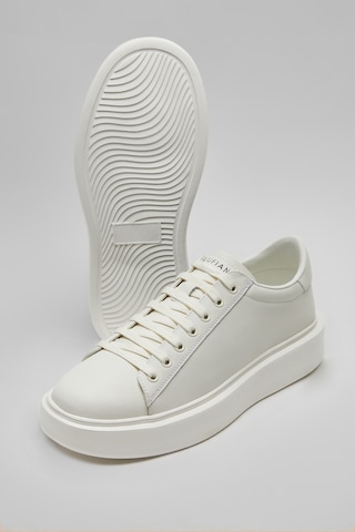 Güvener Lufian Gage Beyaz Erkek Deri Sneaker Ayakkabı Siyah