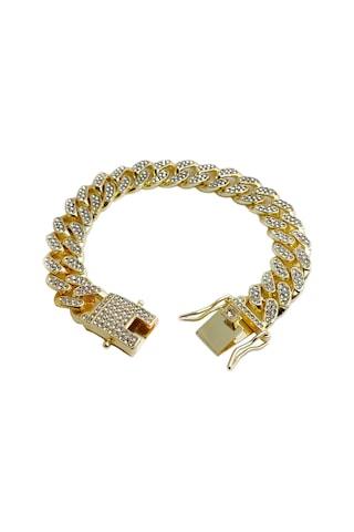Ehediye Chavin 12 Mm. Kalın Gold Aloy Taşlı Erkek Bileklik Ed93Sr