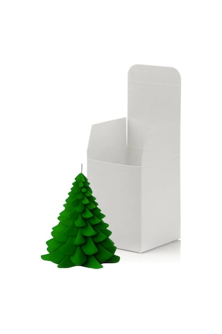 Büyük Yeşil Dekoratif Yılbaşı Çam Ağacı Mum Yeşil