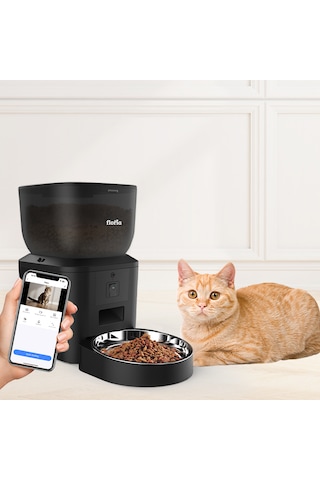 Floria Otomatik Akıllı Kedi Köpek Mama Kabı Çelik Kaseli Uzaktan 4 L
