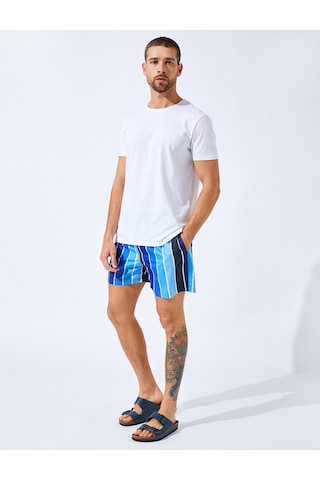 Koton Deniz Şortu Renk Bloklu Mavi Çizgili 2yam41499ow 2YAM41499OW05N