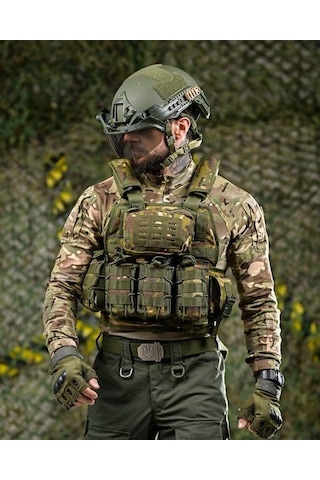 Single Sword Single Sword Kasırga Tactical Balistik Plaka Takılabilen Açık Cepli Hücum Yeleği, Multicam Çok Renkli