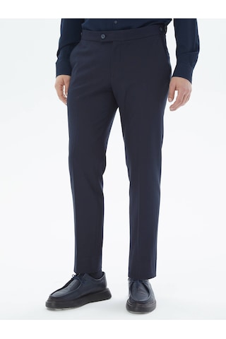 Kip Lacivert Dokuma Regular Fit Casual Pantolon Lacivert