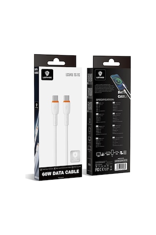 Lenyes Lc545 Type-c To Type-c Pd Kablo Hızlı Şarj Özellikli Data Ve Şarj Kablosu 60w 1m Beyaz