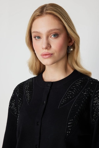 On Fashion Kadın Taş Detaylı Siyah Hırka 60908 Siyah