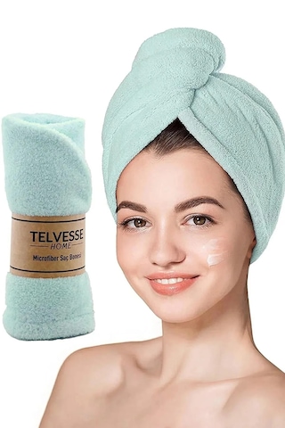 Kalın Mikrofiber Saç Havlusu Plaj Deniz Havuz Bonesi Kurulama Ban Mavi