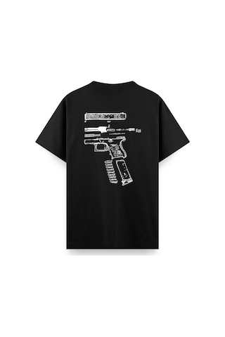 Glock Sırt Baskılı Bisiklet Yaka Erkek Tshirt Antrasit