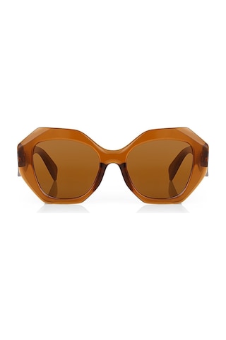 Nairobi Brown Geometrik Oversize Kadın Güneş Gözlüğü