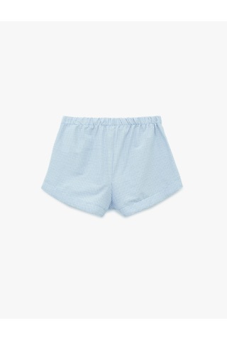 Koton Rahat Kalıp Pamuk Karışımlı Pötikareli Şort Pijama Altı Mavi Ekose 6slk80049mw
