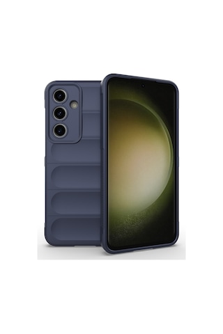 Samsung Galaxy Uyumlu S25 Fe Kılıf Esnek Tpu Oyuklu Arka Yüzey Tasarımlı Zore Etnik Silikon Kapak Lacivert