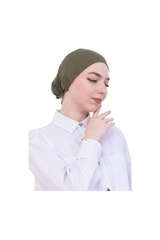 Modish Group Pratik Bone Pamuklu Tesettür İç Bone, Başörtüsü İçin Hazır Viskon Şapka, Namaz Günlük Kullanım İçin Haki
