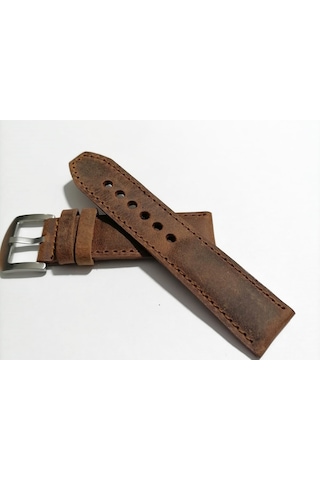 Fado&her Saate Uyumlu Hakiki Grizi Deri Saat Kordonu 22 Mm 34 Kahverengi