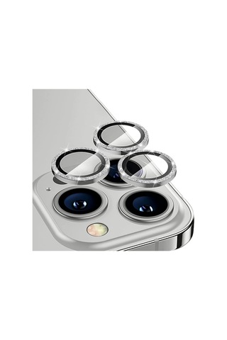 Ally iPhone Uyumlu 14 Pro-14 Pro Max Diamond Taş İşlemeli Alüminyum Alaşımlı Kamera Lens Koruyucu- 5775 Altın
