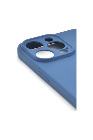 İphone 14 Pro Max Uyumlu Düz Renk Esnek Yumuşak Silikon Kılıf Rubber İndigo Mavi
