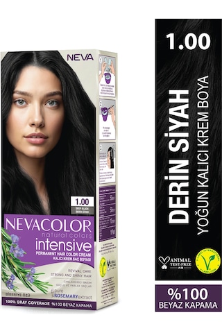 Intensıve 1.00 Derin Siyah Kalıcı Krem Saç Boyası Seti