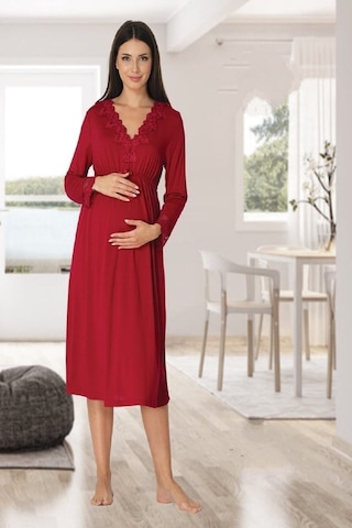 Effort Pijama Dvina Effortt Lohusa 4'lü Set Vişne - 8096 Vişne
