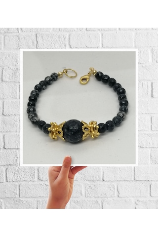 Glamglamour Larvakit Taşlı Bileklik Siyah