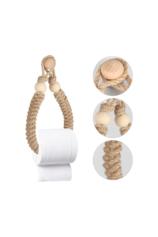 Halat Havluluk Banyo Kağıtlığı Tuvalet Rulosu Tutucu Retro Jüt Halat Ahşap Havlu Askısı Banyo Mutfak İçin Diğer