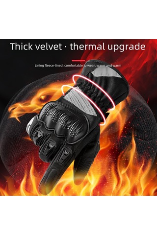 Yunboo Kışlık Su Geçirmez Isı Sağlayıcı Dokunmatik Ekranlı Uzun Tip Motosiklet Bisiklet Kaynaklı Kaza Koruma Eldiveni Siyah L