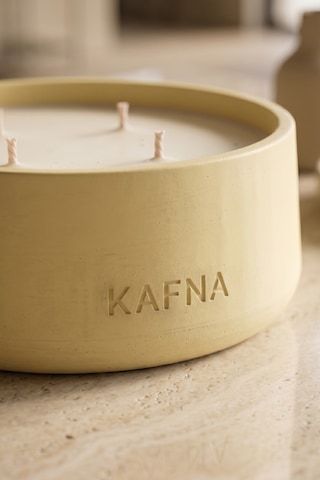 Kafna Beyaz Sabun Kokulu Büyük Boy Dekoratif Beton Mum - %100 Soya Wax Sarı